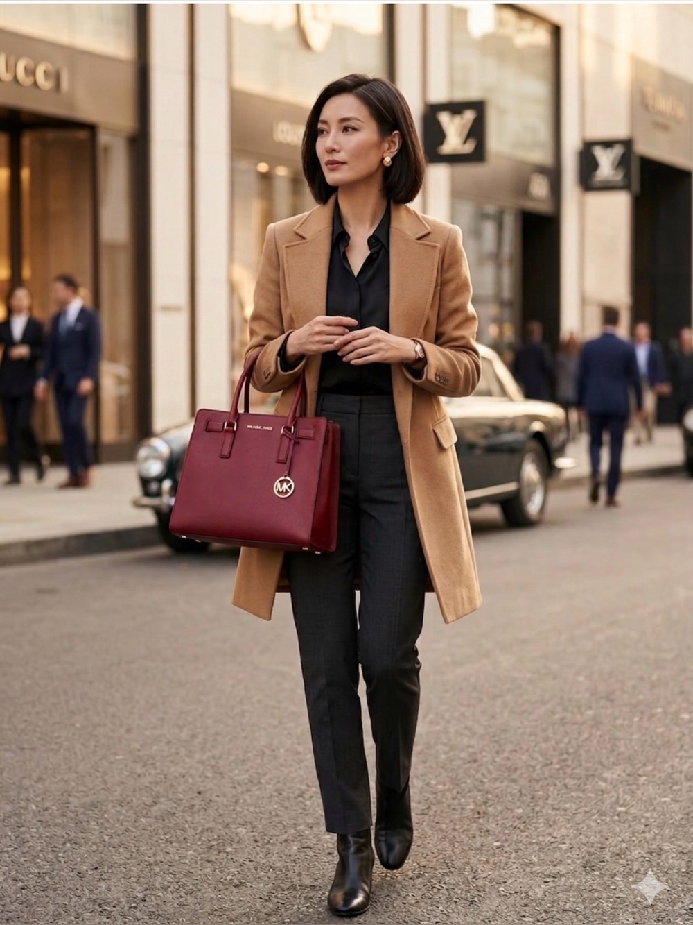 NWOT Michael Kors Dillon Saffiano Leather Satchel - Burgundy Wine